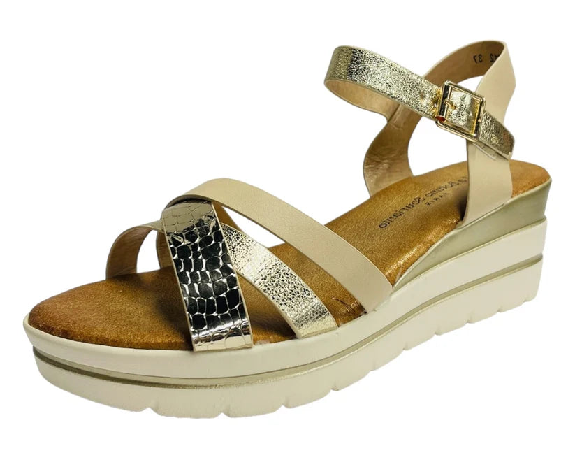 Women's Faux Leather Padded Ankle Strap Wedge Sandals
