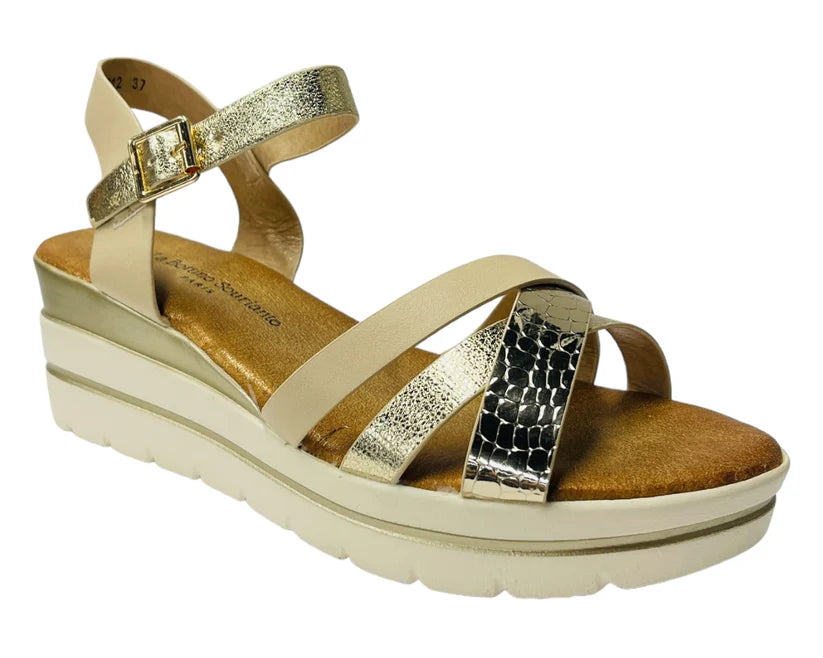 Women's Faux Leather Padded Ankle Strap Wedge Sandals