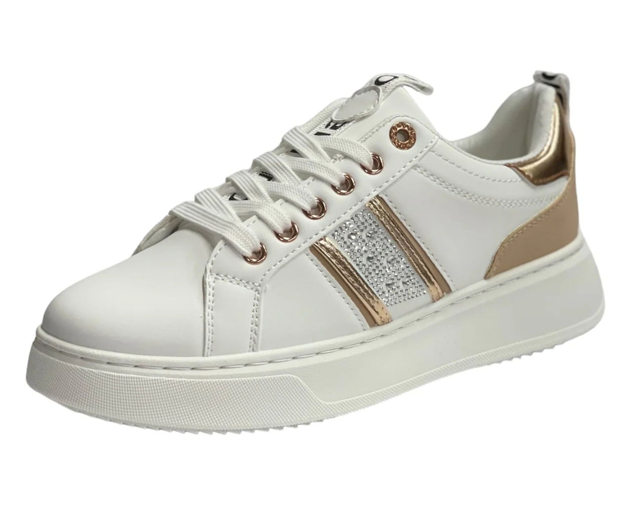Women's  Faux Leather Rhinestone Lace Up Trainers