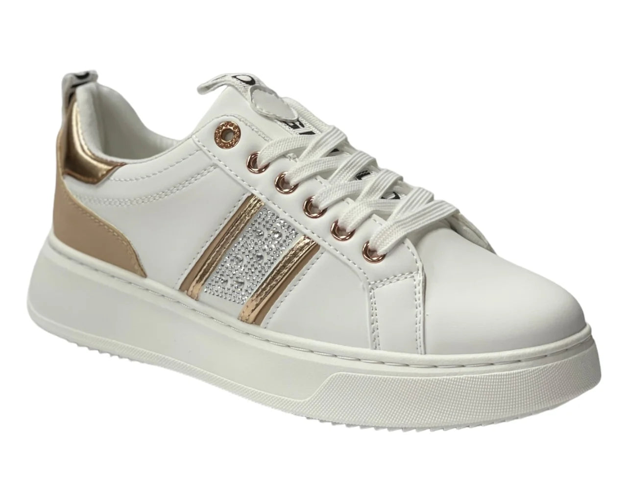 Women's  Faux Leather Rhinestone Lace Up Trainers