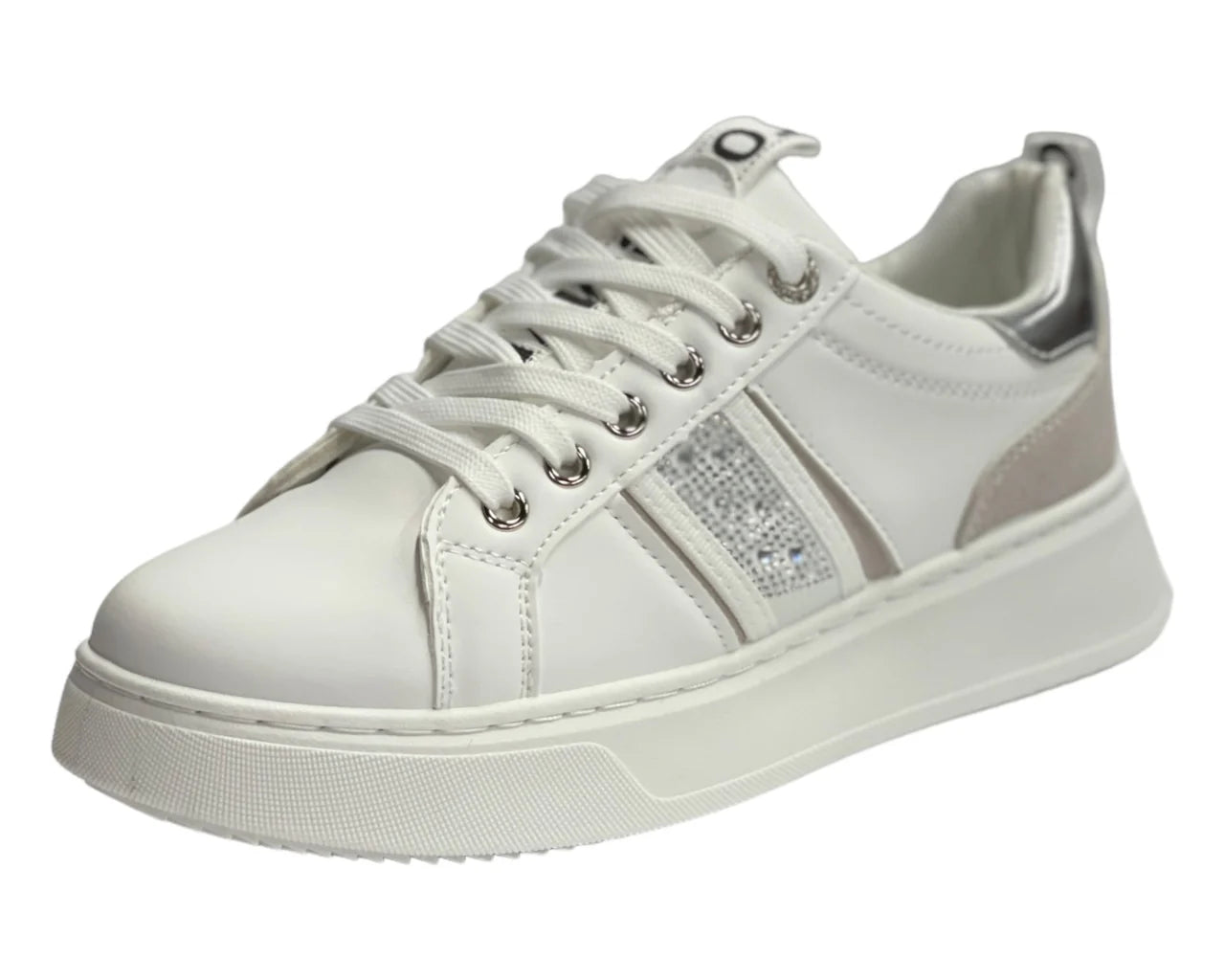 Women's  Faux Leather Rhinestone Lace Up Trainers