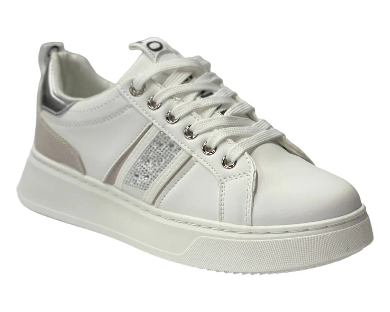 Women's  Faux Leather Rhinestone Lace Up Trainers