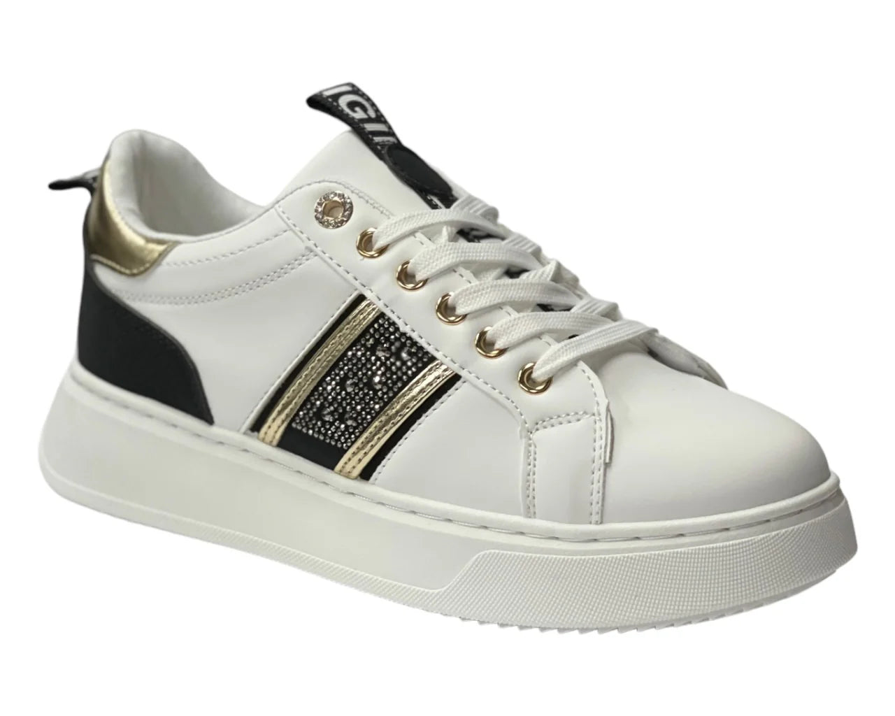 Women's  Faux Leather Rhinestone Lace Up Trainers