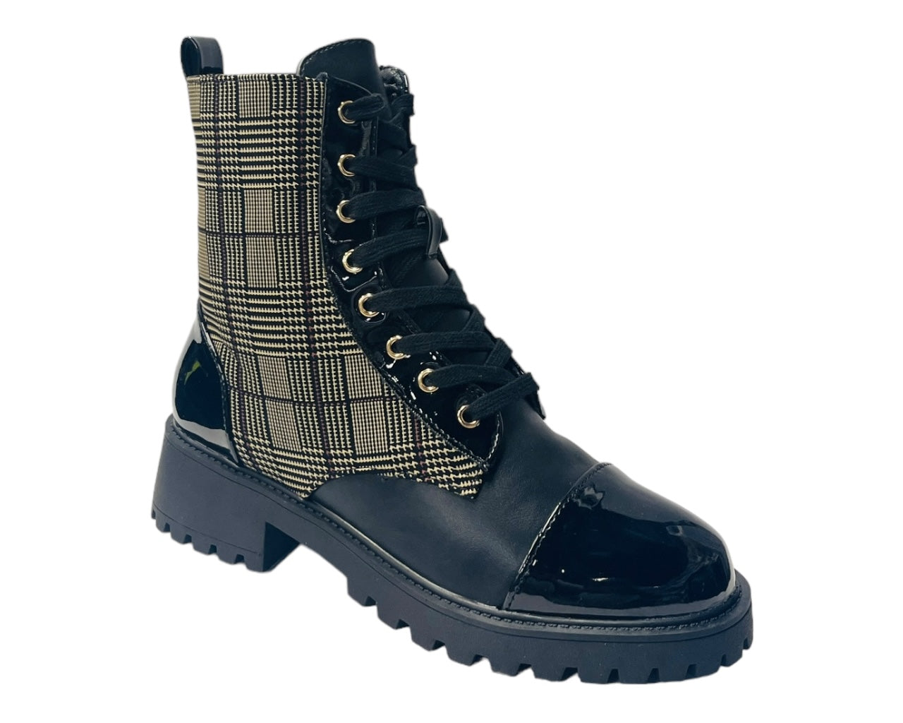 Faux Leather Chunky Sole Ankle Boots