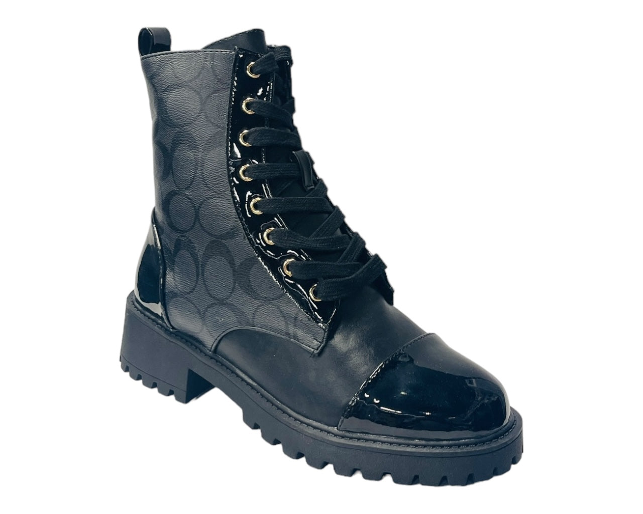 Faux Leather Chunky Sole Ankle Boots
