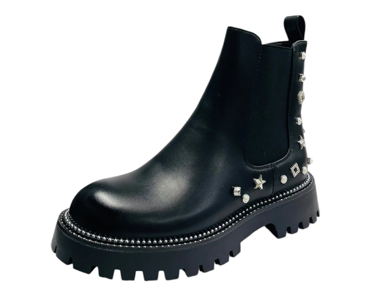Women's Rhinestone Studded Elastic Zip Ankle Boots