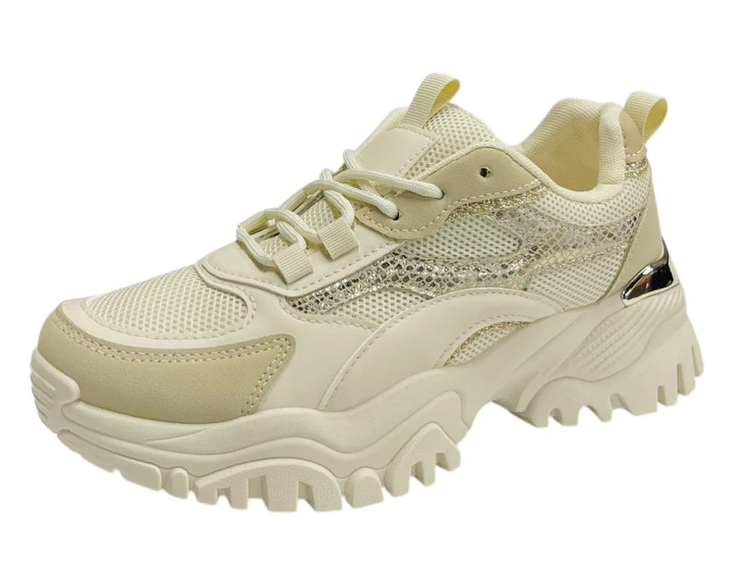 Women's Junior's Chunky Sole Lace Up Sports Trainers