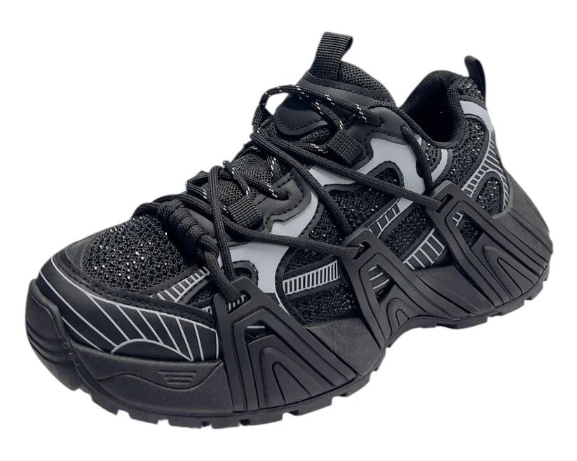 Chunky Sole Rhinestone Lace Up Sports Trainers