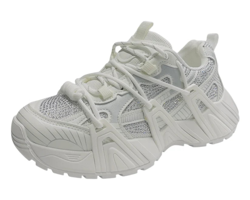 Chunky Sole Rhinestone Lace Up Sports Trainers