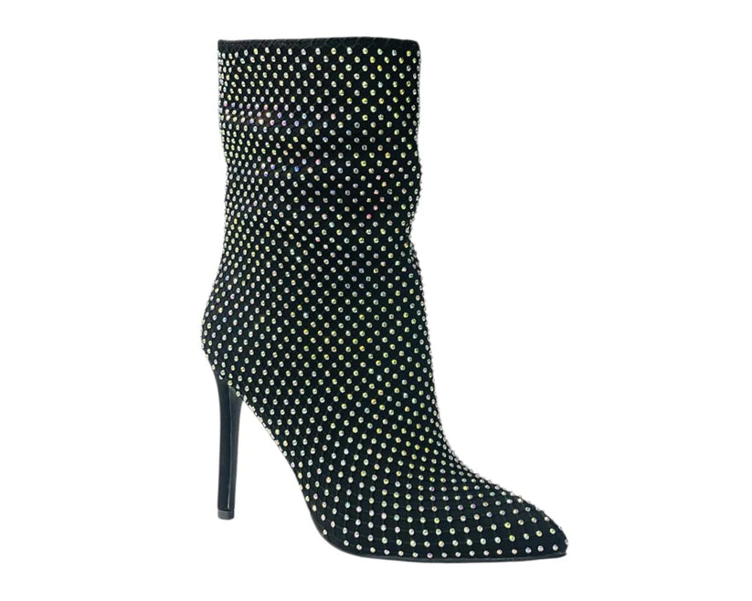 Stiletto Ankle Boots with Rhinestones