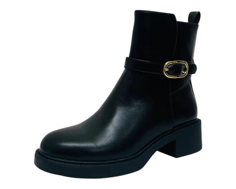 Faux Leather Zip-Up Smart Ankle Boots