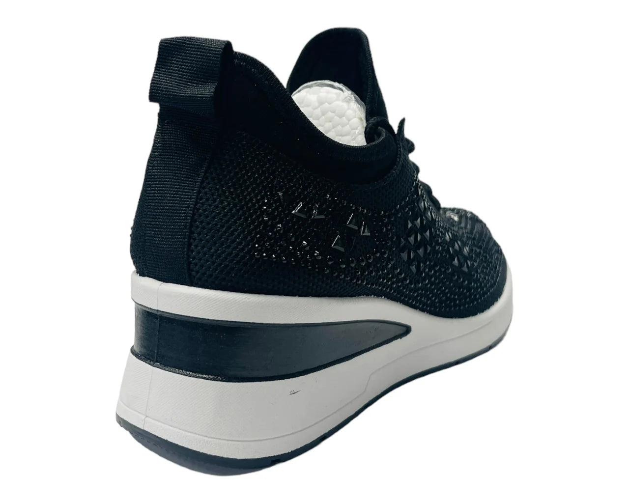 Women's Casual Wedge Diamante Lace Up Trainers