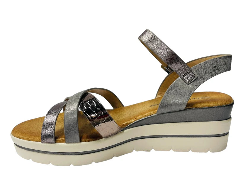 Women's Faux Leather Padded Ankle Strap Wedge Sandals
