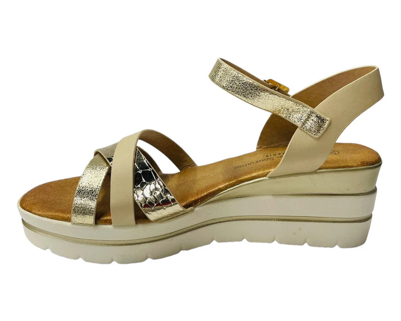 Women's Faux Leather Padded Ankle Strap Wedge Sandals
