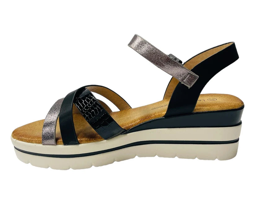 Women's Faux Leather Padded Ankle Strap Wedge Sandals