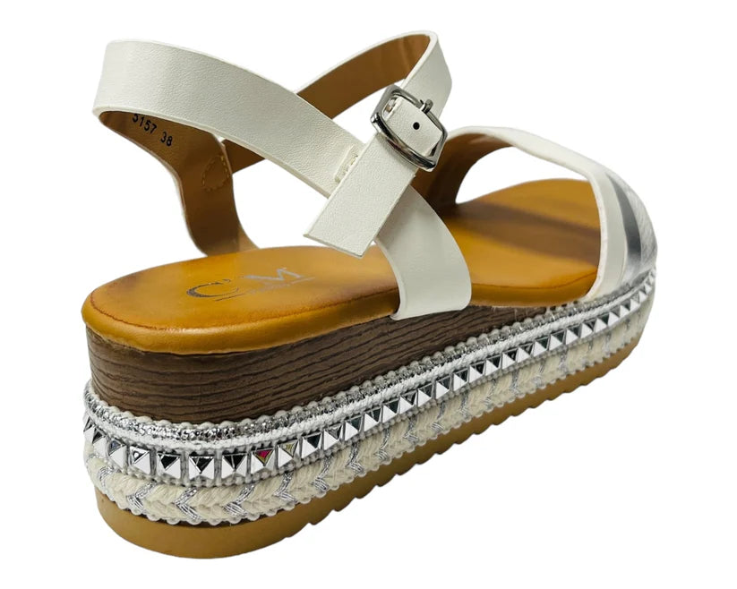 Women's Ankle Strap Faux Leather Wedge Sandals