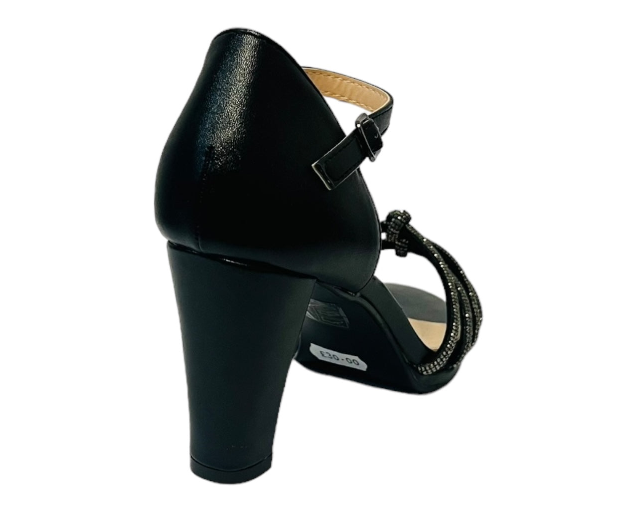 Cross Strap Glitter Block Heel Shoes