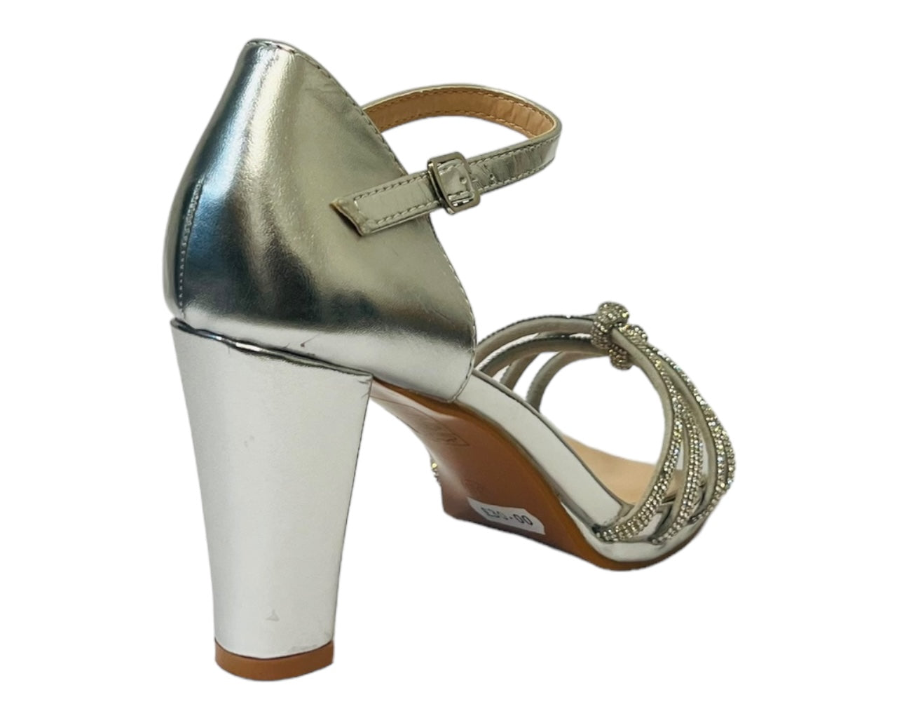 Cross Strap Glitter Block Heel Shoes