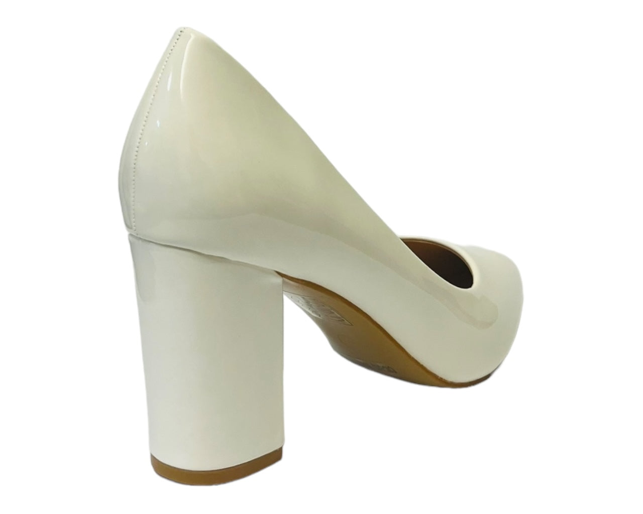 Block Heel Faux Patent Court Shoes