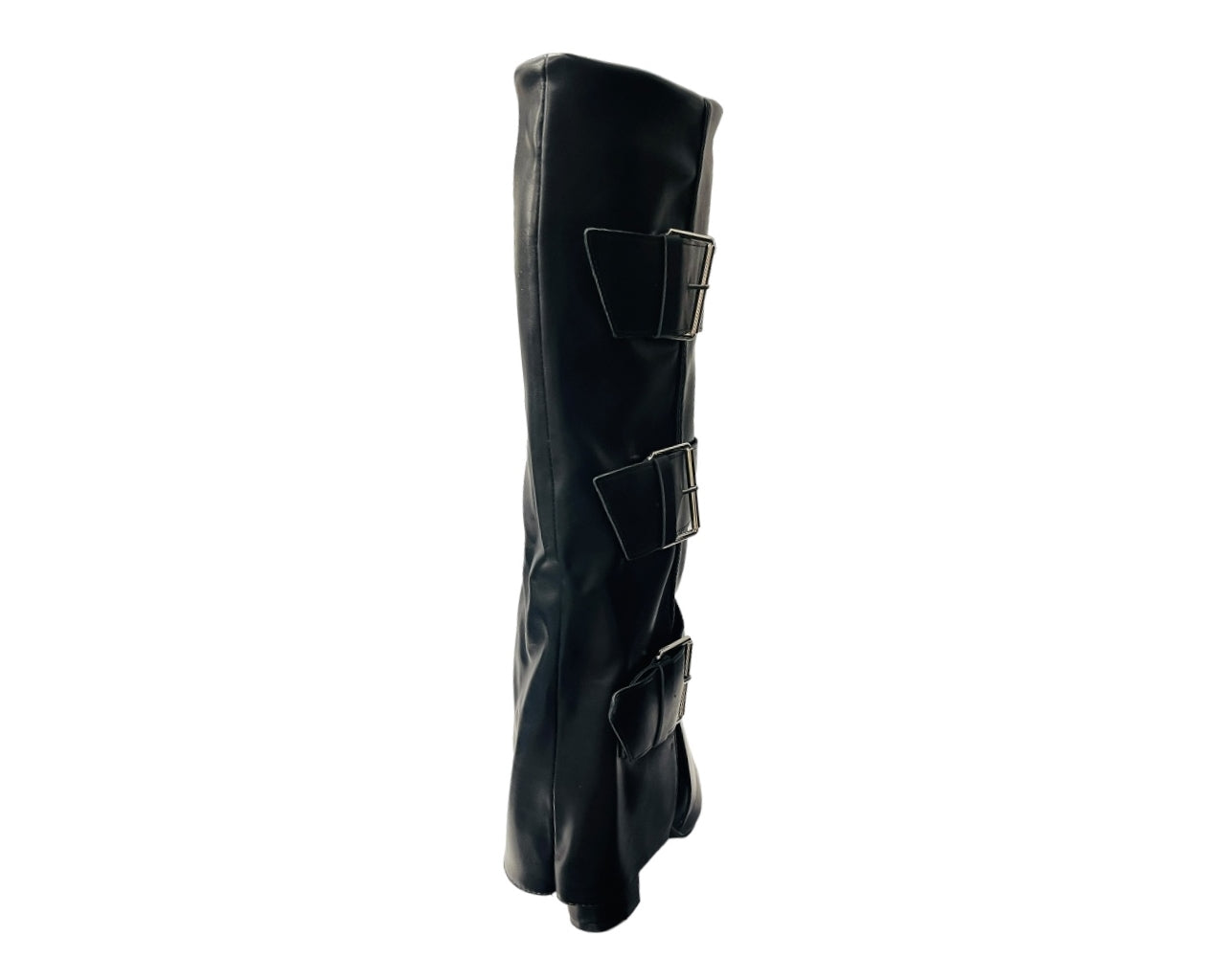Faux Leather Buckle Strap Fold Over Boots