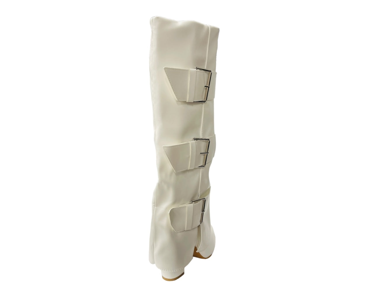 Faux Leather Buckle Strap Fold Over Boots