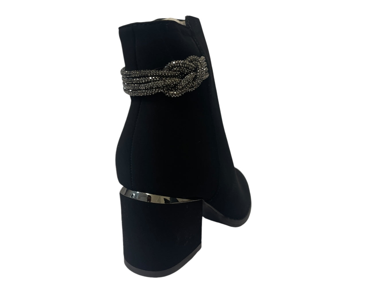 Block Heel Diamante Details Ankle Boots