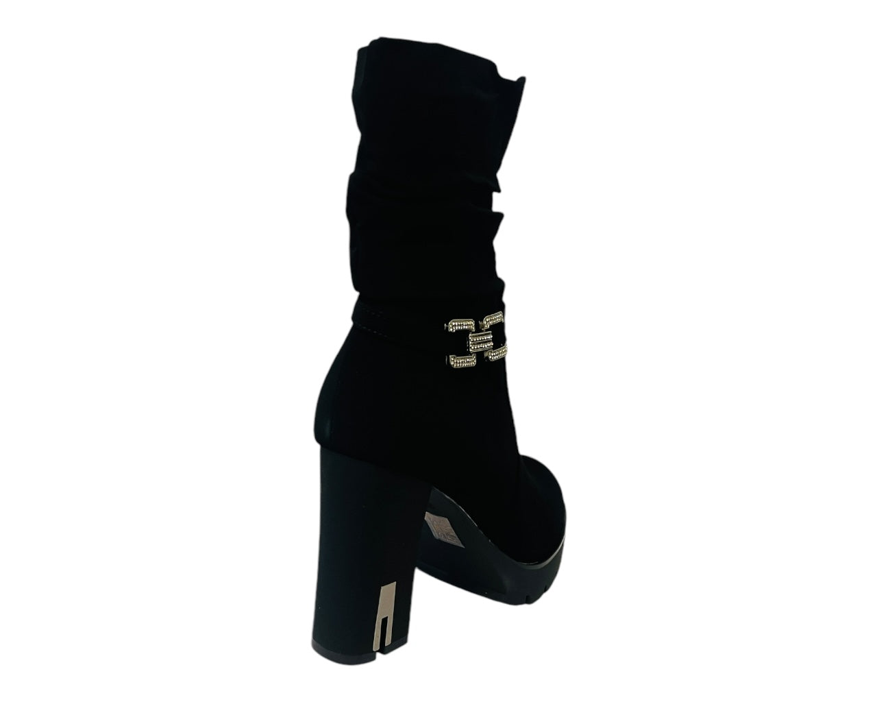 Block Heels Zip Diamante Ankle Boots