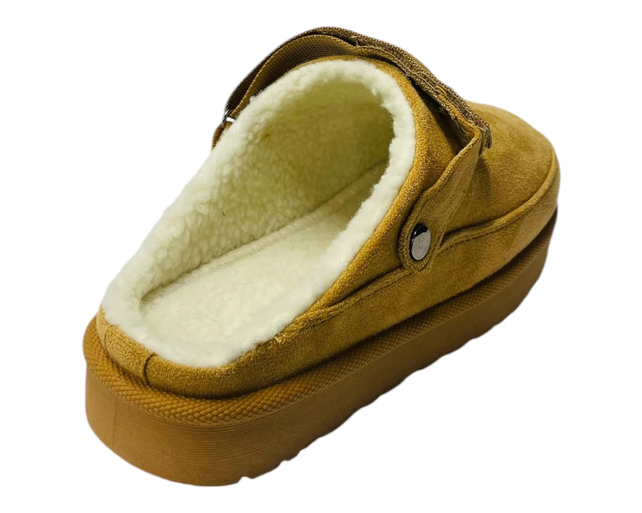 Women'sFaux Fur Lined Strap Flat Shoes