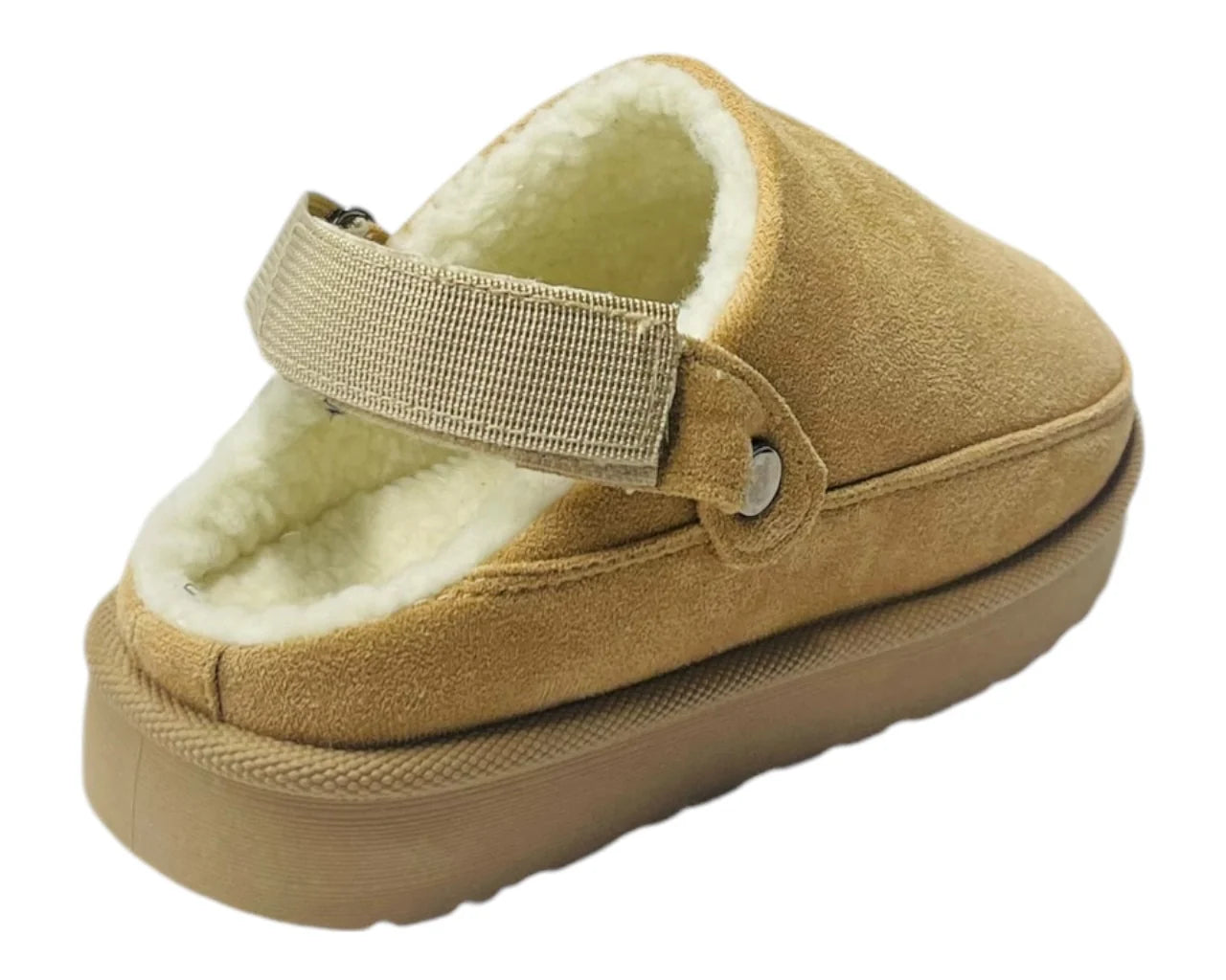 Women'sFaux Fur Lined Strap Flat Shoes