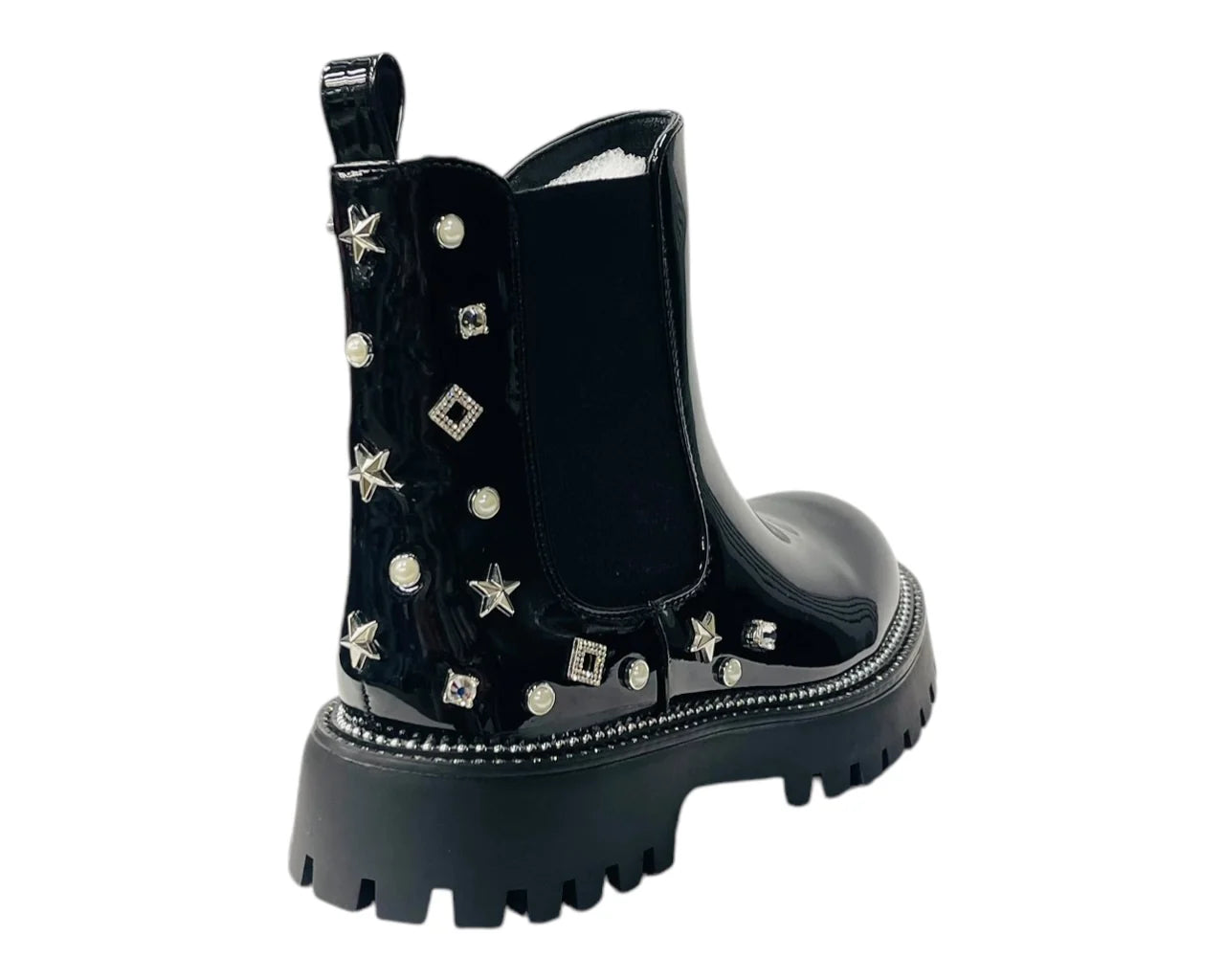 Women's Rhinestone Studded Elastic Zip Ankle Boots