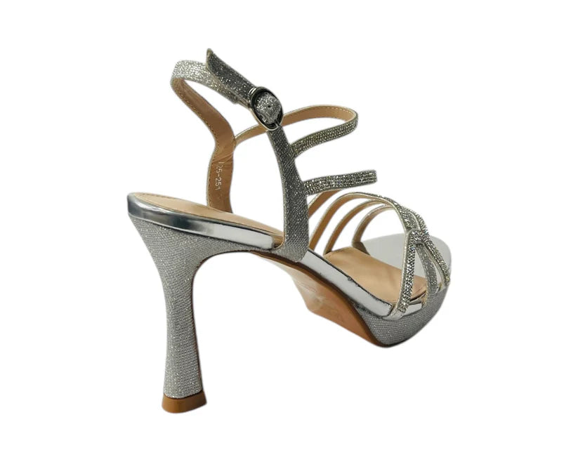 Diamante High Heel Glitter Ankle Strap Shoes