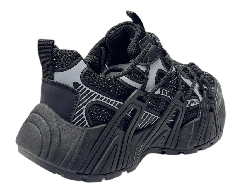 Chunky Sole Rhinestone Lace Up Sports Trainers