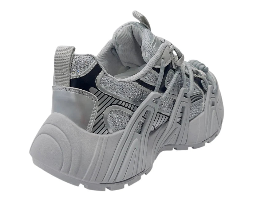 Chunky Sole Rhinestone Lace Up Sports Trainers