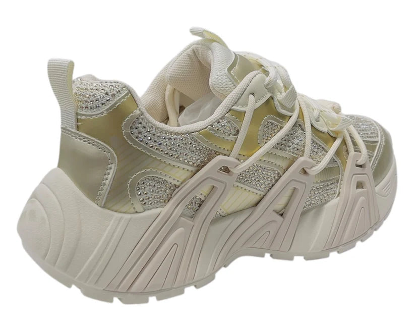 Chunky Sole Rhinestone Lace Up Sports Trainers