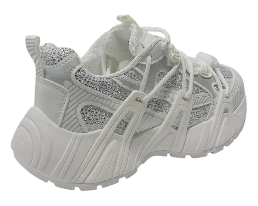 Chunky Sole Rhinestone Lace Up Sports Trainers
