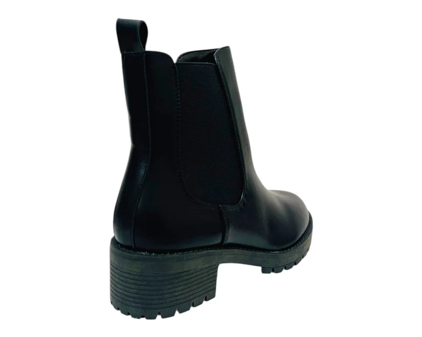 Faux Leather Elastic Panel Zip Ankle Boots