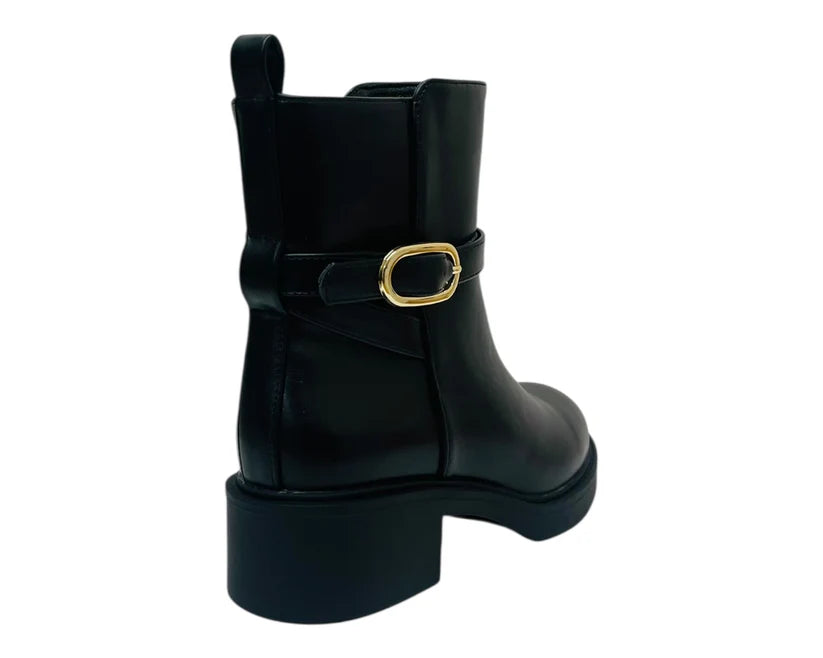 Faux Leather Zip-Up Smart Ankle Boots