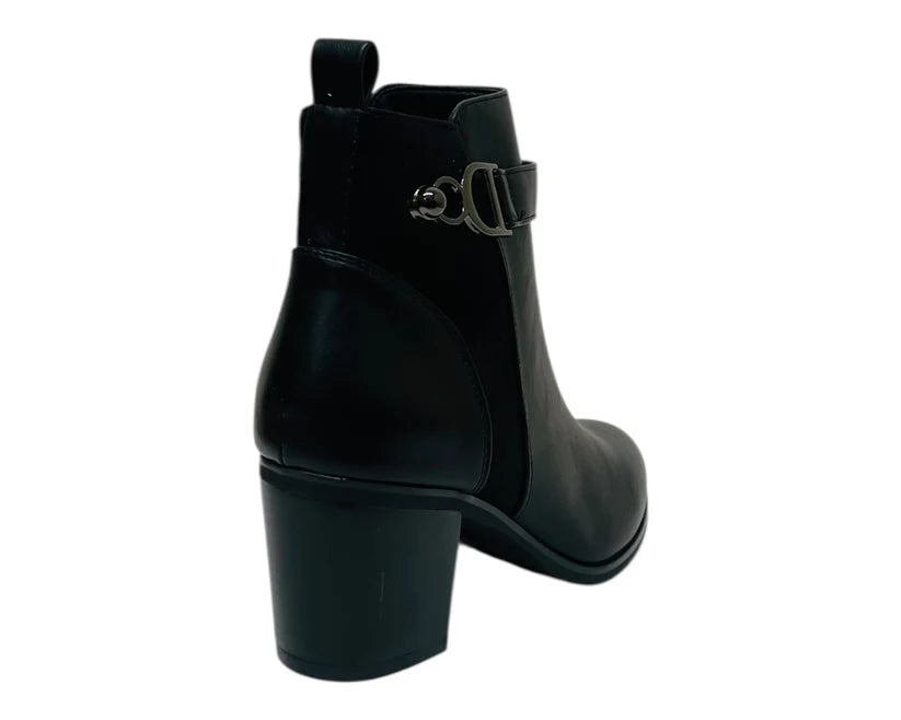 Faux leather ankle boots with a block heel