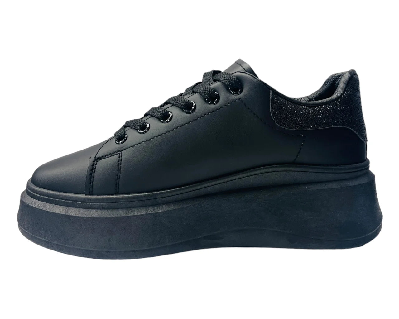 Women's Faux Leather Chunky Sole Lace Up Trainers