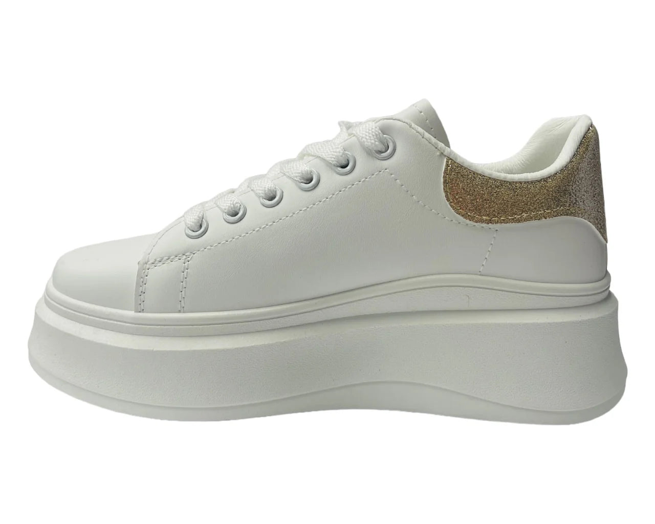 Women's Faux Leather Chunky Sole Lace Up Trainers