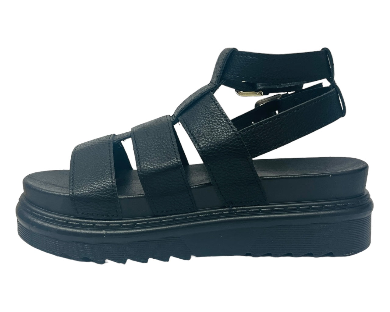Women's Faux Leather Chunky Sole Double Buckle Gladiator Sandals