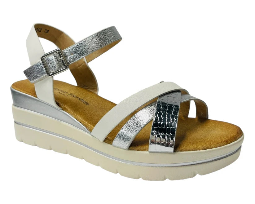 Women's Faux Leather Padded Ankle Strap Wedge Sandals