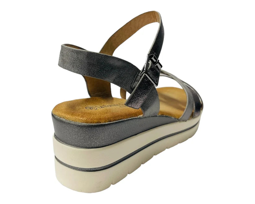 Women's Faux Leather Padded Ankle Strap Wedge Sandals