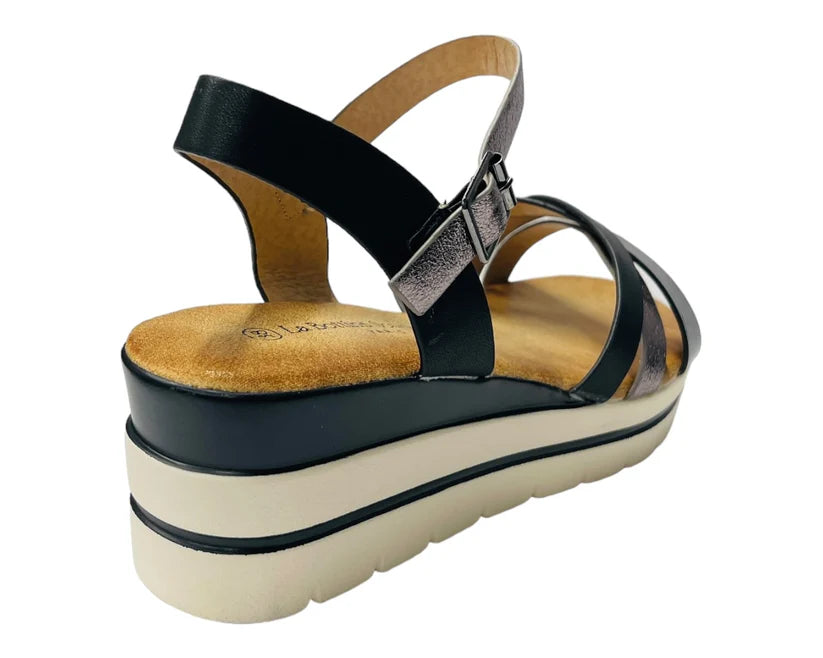 Women's Faux Leather Padded Ankle Strap Wedge Sandals