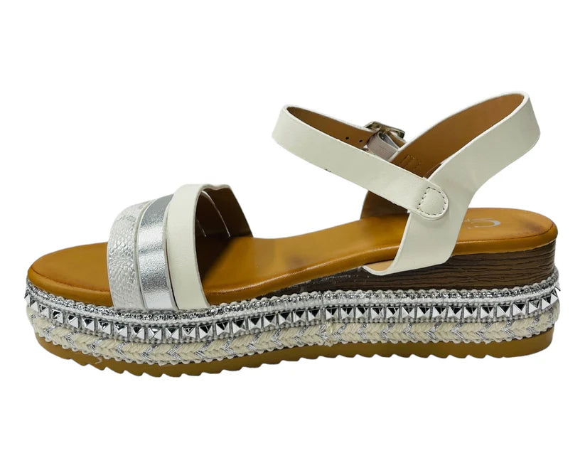 Women's Ankle Strap Faux Leather Wedge Sandals