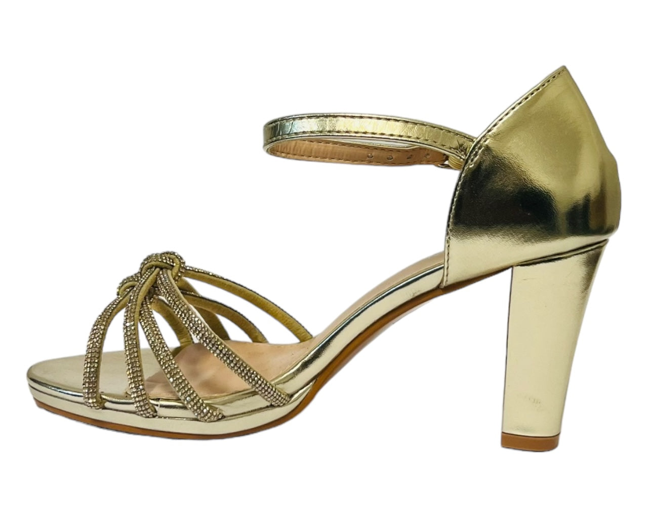 Cross Strap Glitter Block Heel Shoes