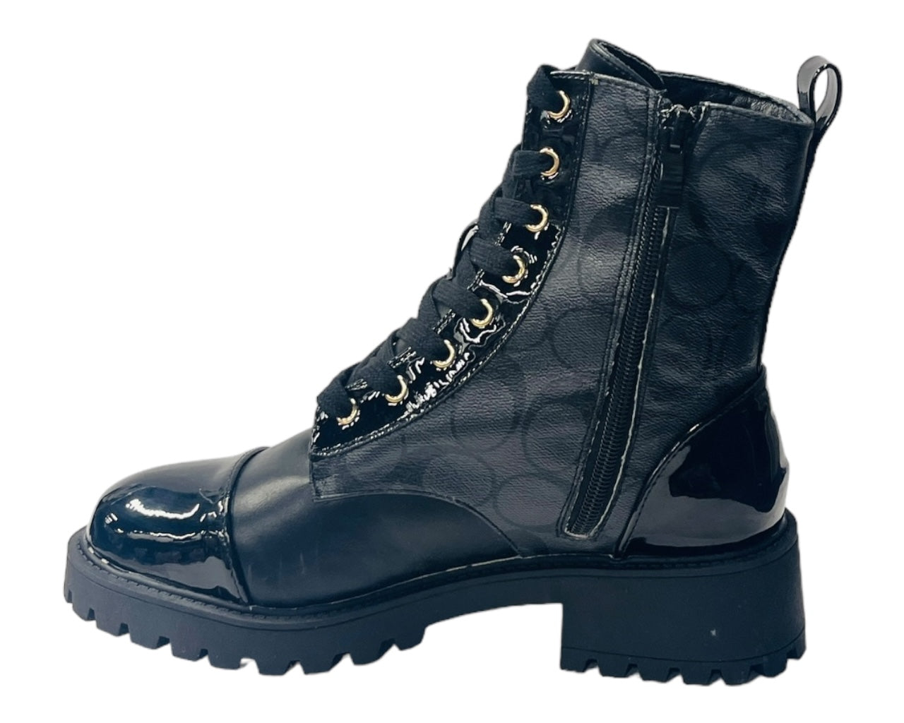 Faux Leather Chunky Sole Ankle Boots