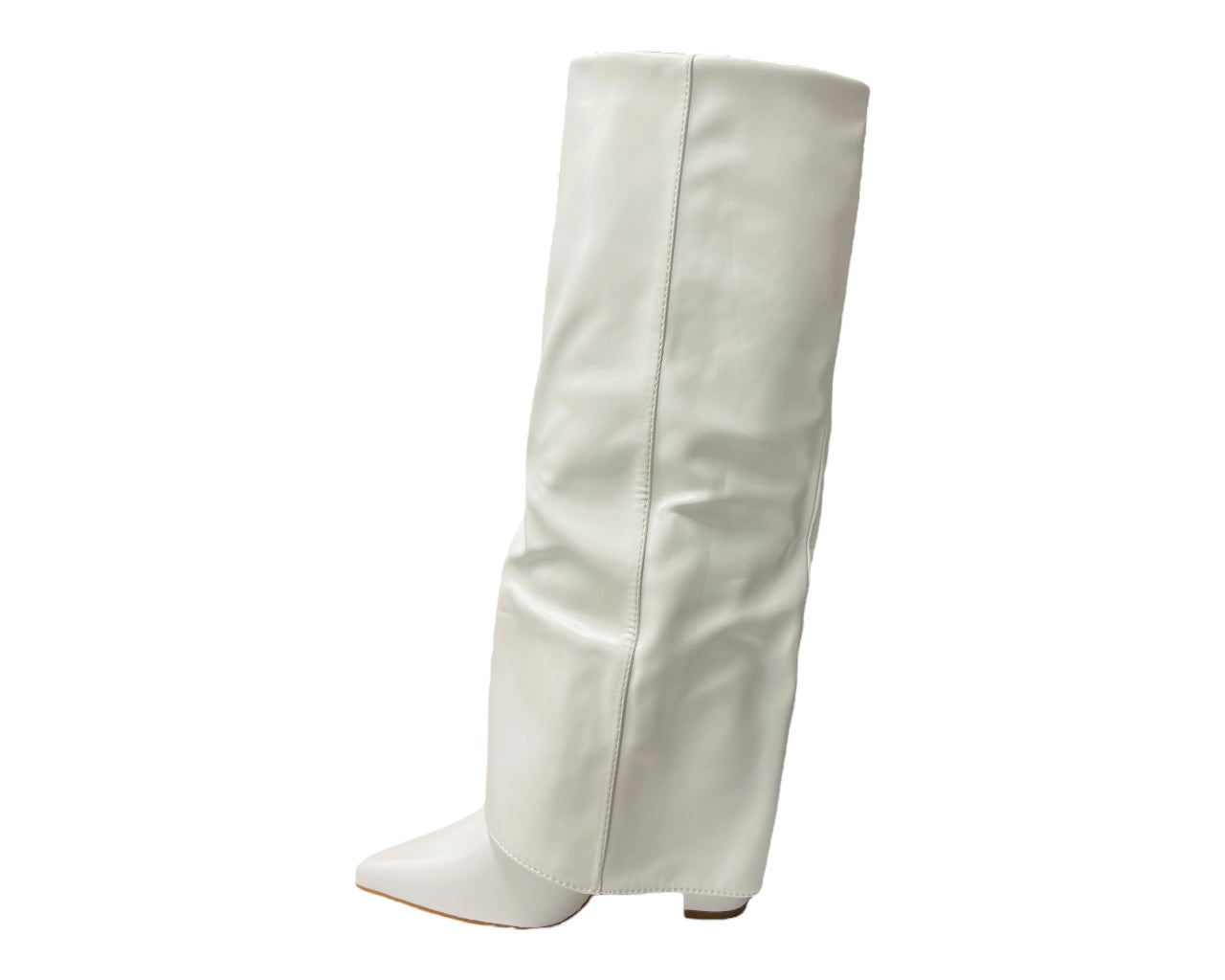 Faux Leather Buckle Strap Fold Over Boots