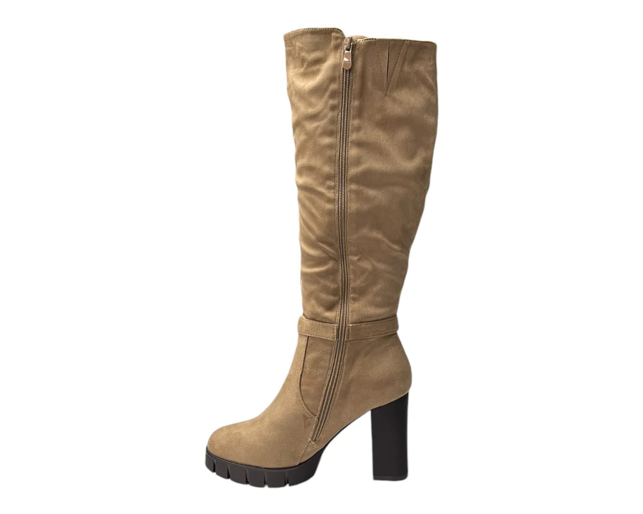 Women's Block Heel Knee High Faux Suede Boots