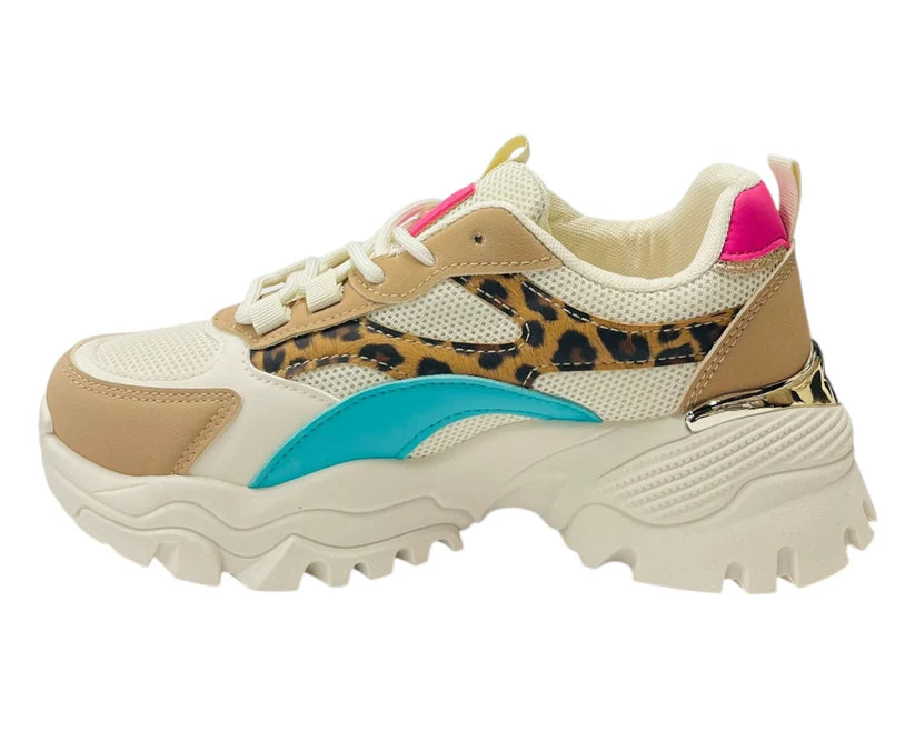 Women's Junior's Chunky Sole Lace Up Sports Trainers